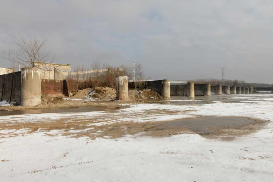 Raw material bunkers of an abandoned cement factory