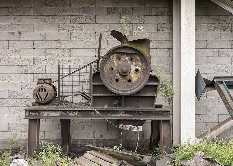 A machine with a flywheel that is out of use