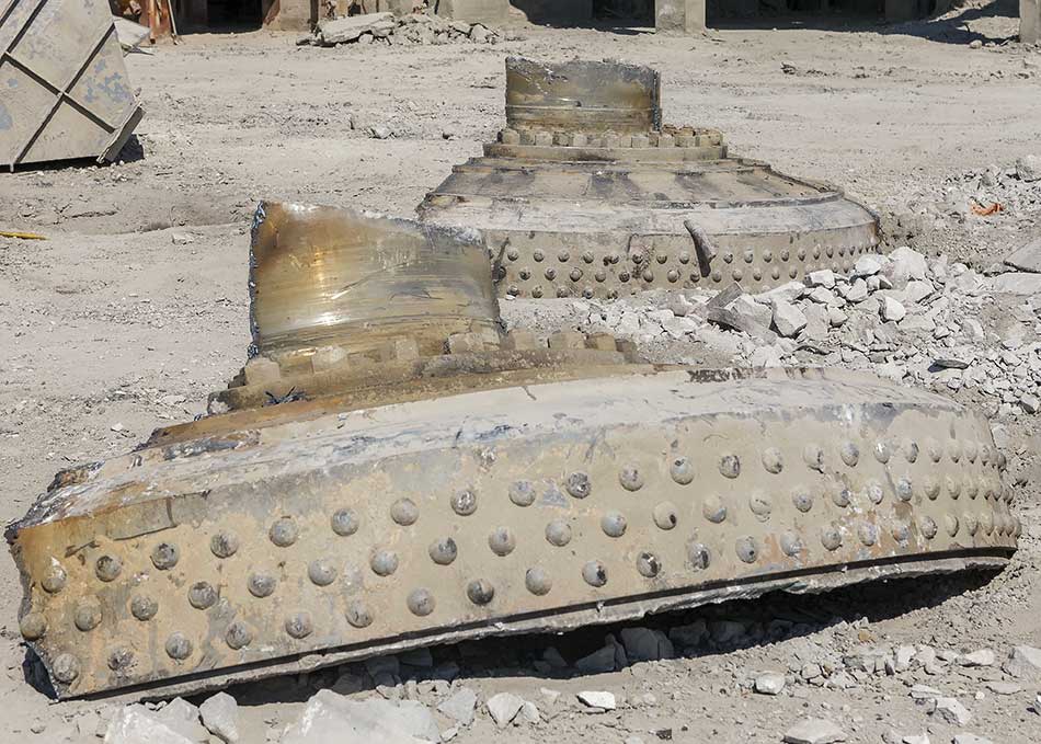 Parts of a grinding machine at a former cement factory