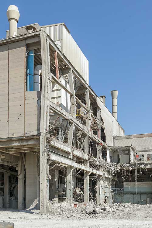 The demolition of a former cement factory