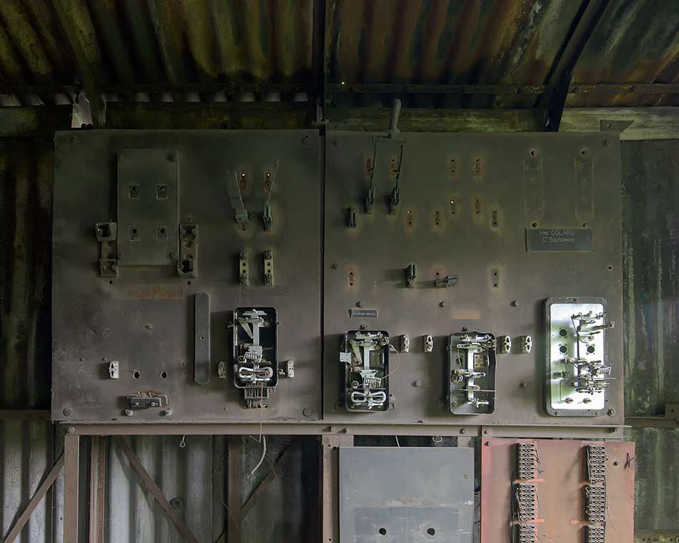 A dismantled switchboard