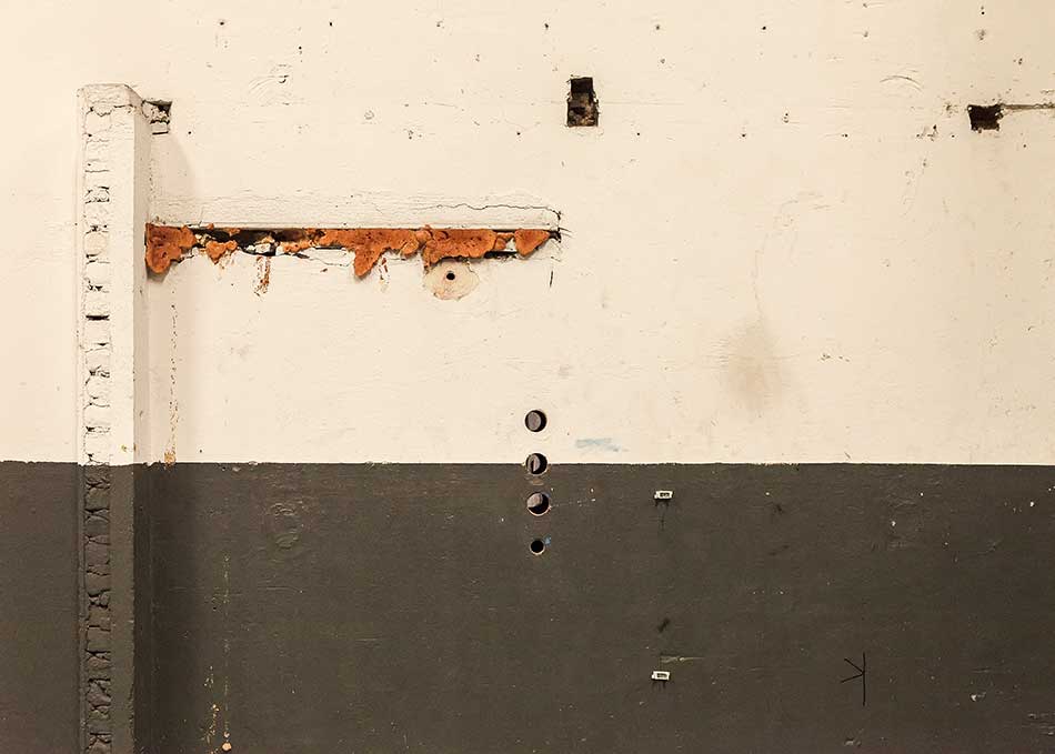 A wall in a renovation project that looks like a work of art